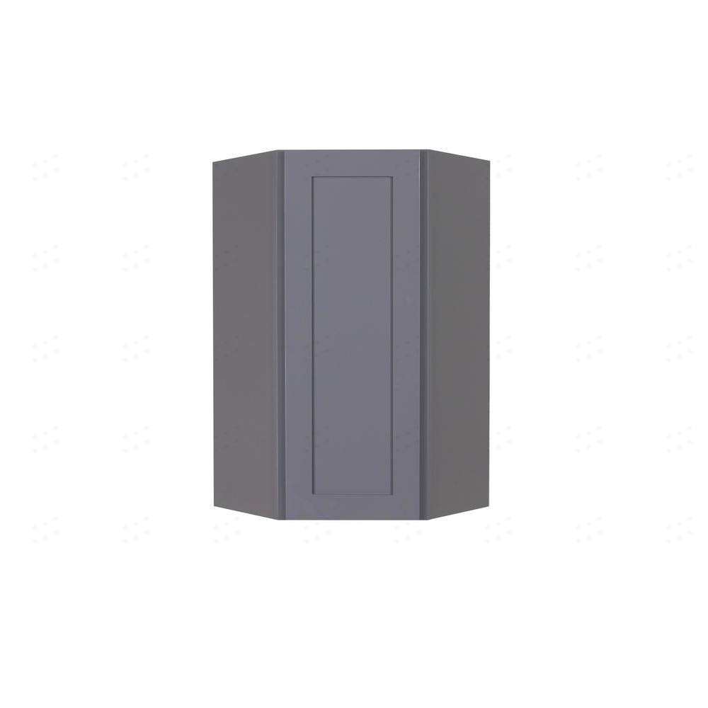 Assembled 24x30x12 in. Wall Diagonal Corner Cabinet with 1-Door 2-Shelves in Gray B6258