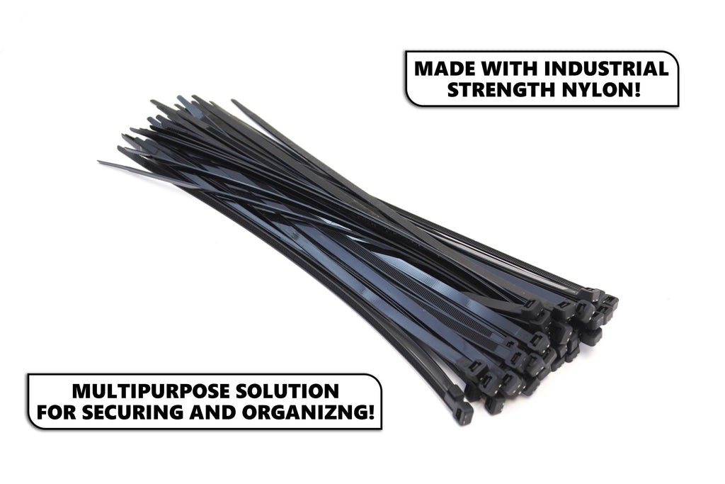 500 Pack Heavy Duty 18 Inches Black Nylon Cable Zip Ties S970