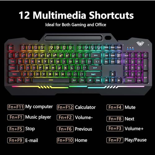 Gaming Keyboard and Mouse Combo with RGB Backlit, All-Metal Panel, Anti-Ghosting, USB Wired S38703