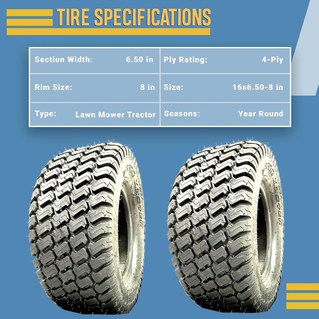 16x6.50-8 Lawn Tractor Turf Tire 4 Ply Rated V382980