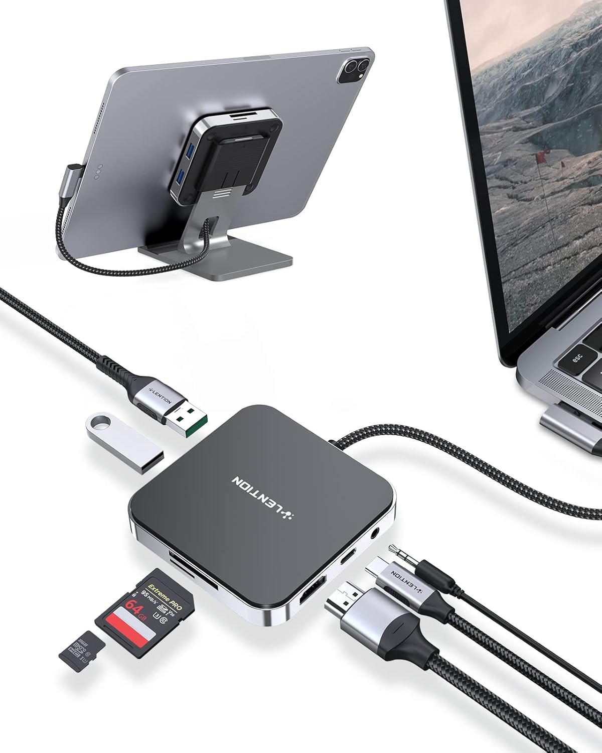 USB C Hub with 4K HDMI, SD Card Reader, USB 3.0 & 60W PD, Black L16131