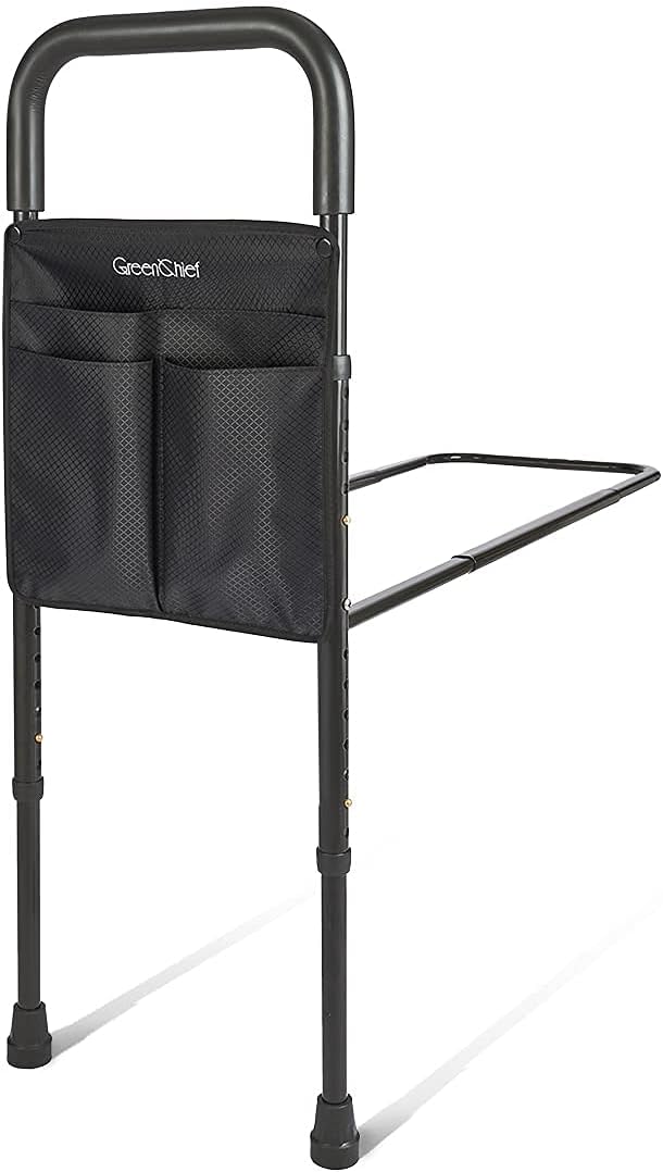 Adjustable Bed Assist Rail with Storage Pocket, Black Pack of 2 Q68773