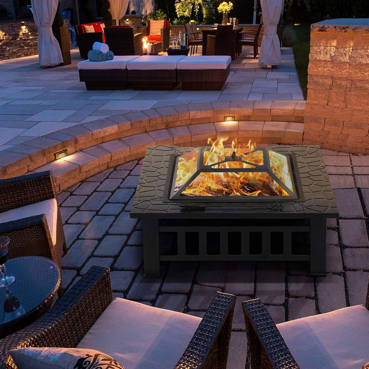 32in Square Metal Fire Pit Table A7034