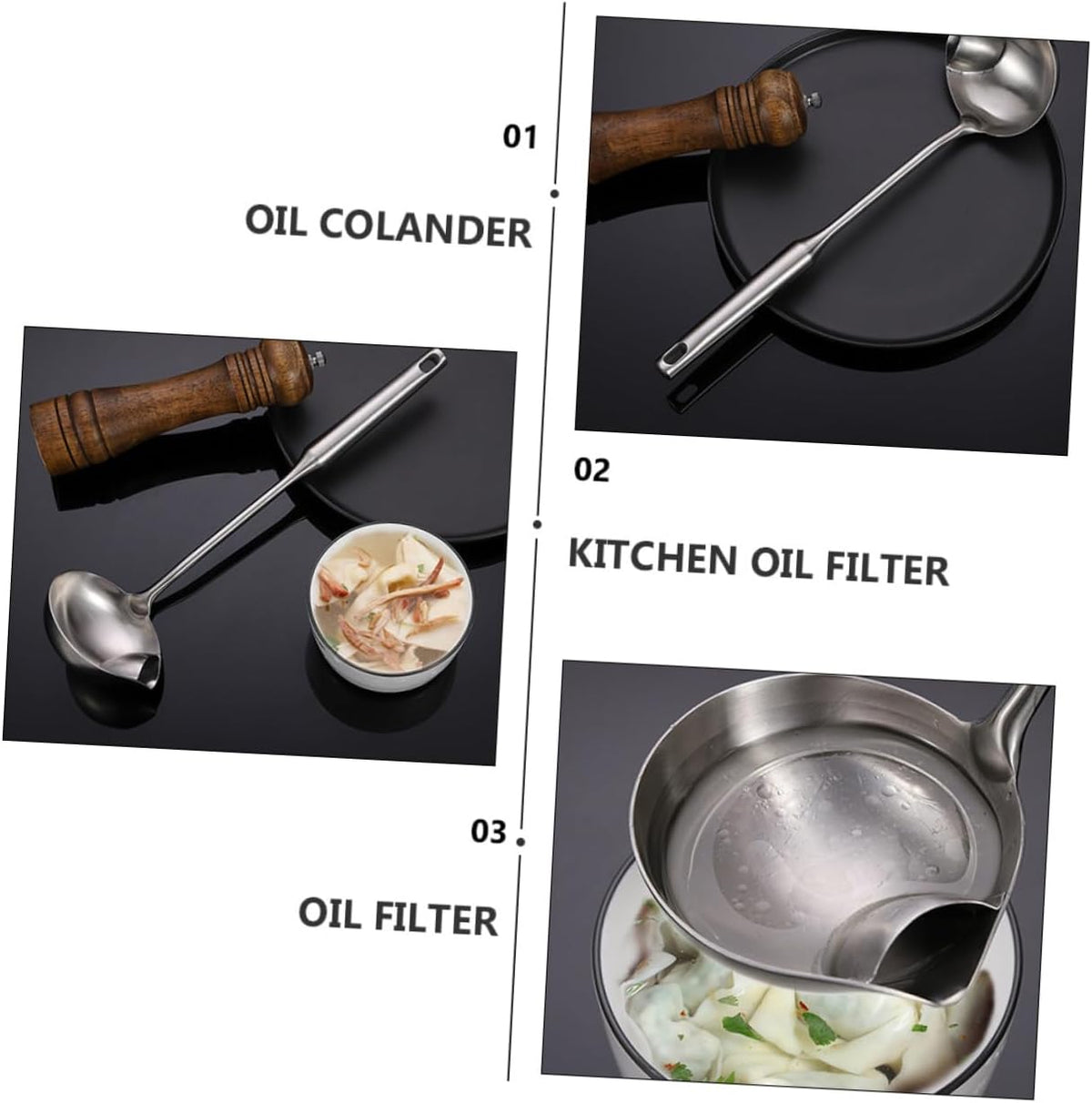 Stainless Steel Oil Separator Spoon with Fine Mesh I658