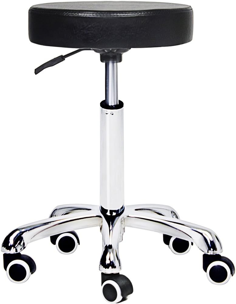 Height Adjustable Rolling Swivel Stool Chair with Wheels and Round Seat F4396