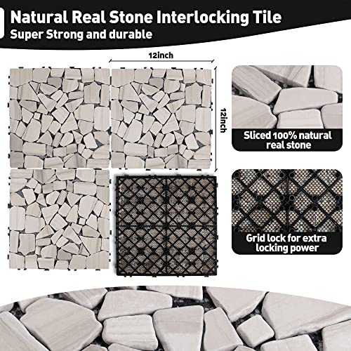 Natural Real Stone Interlocking Floor Deck Tiles 12"x12" W7624
