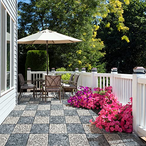 Natural Real Stone Interlocking Floor Deck Tiles 12"x12" W7624