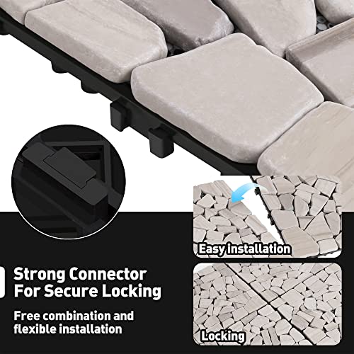 Natural Real Stone Interlocking Floor Deck Tiles 12"x12" W7624