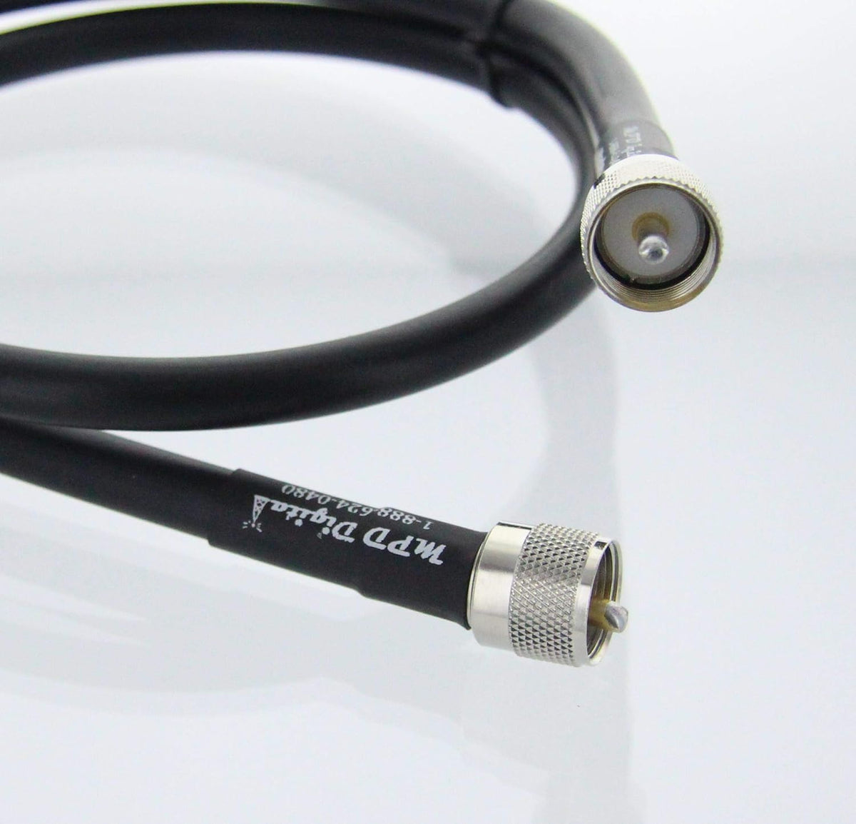 White 50 ohm Coaxial Cable with UHF PL259 Male Crimp Connectors, 40 ft G5366