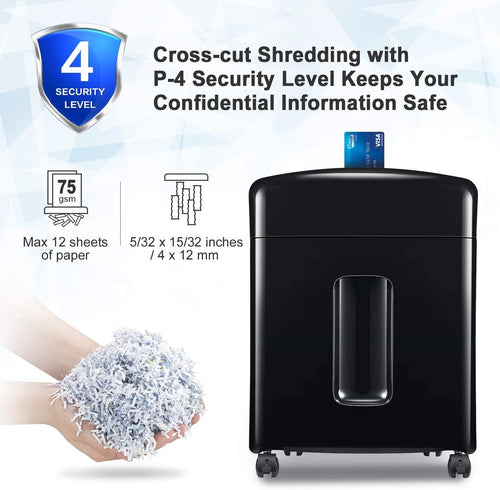 12-Sheet Micro Cut Paper Shredder with Pullout Basket N121809