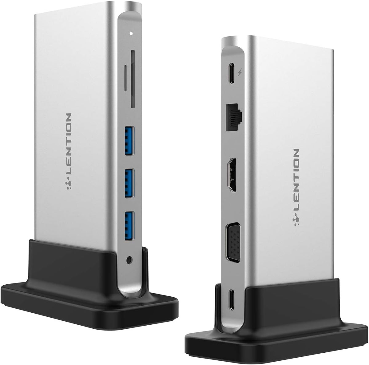 USB C Docking Station with 100W PD, 4K HDMI, Gigabit Ethernet, Card Reader, Silver B315492