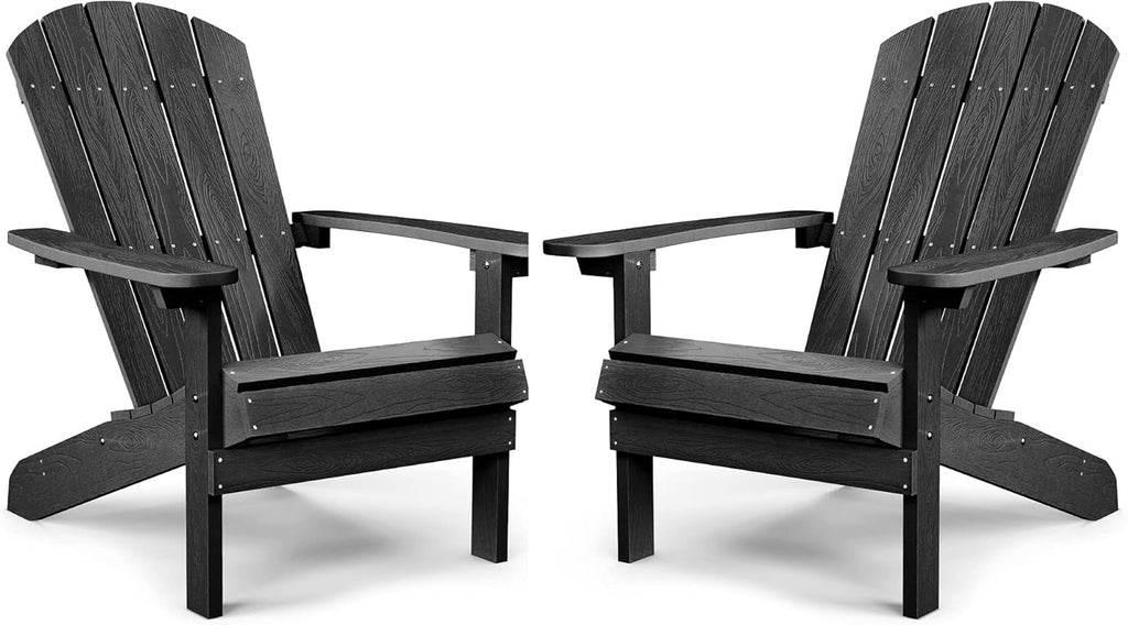 Black Plastic Adirondack Chairs Set of 2 Q750409