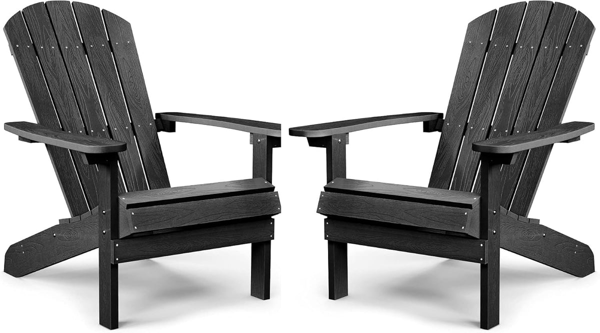 Black Plastic Adirondack Chairs Set of 2 Q750409