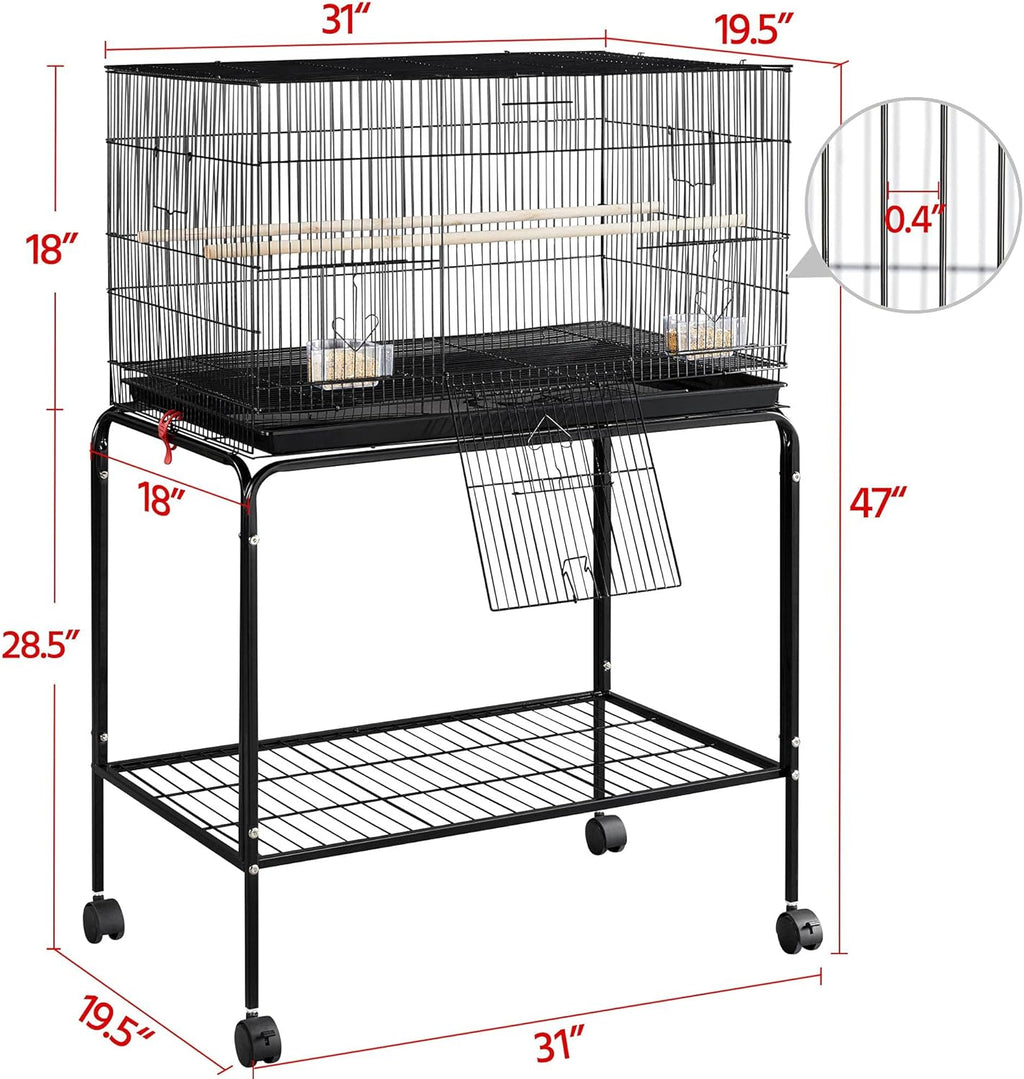 Black Flight Bird Cage with Detachable Rolling Stand M650