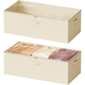 2 Pack 10 High Under Bed Storage Containers with Lids (Beige) J240