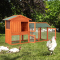 61" Wooden Chicken Coop on Wheels with Waterproof Tray G44759