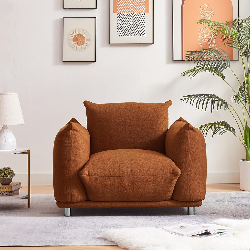 Rust Red Cotton Linen Accent Chair E29969