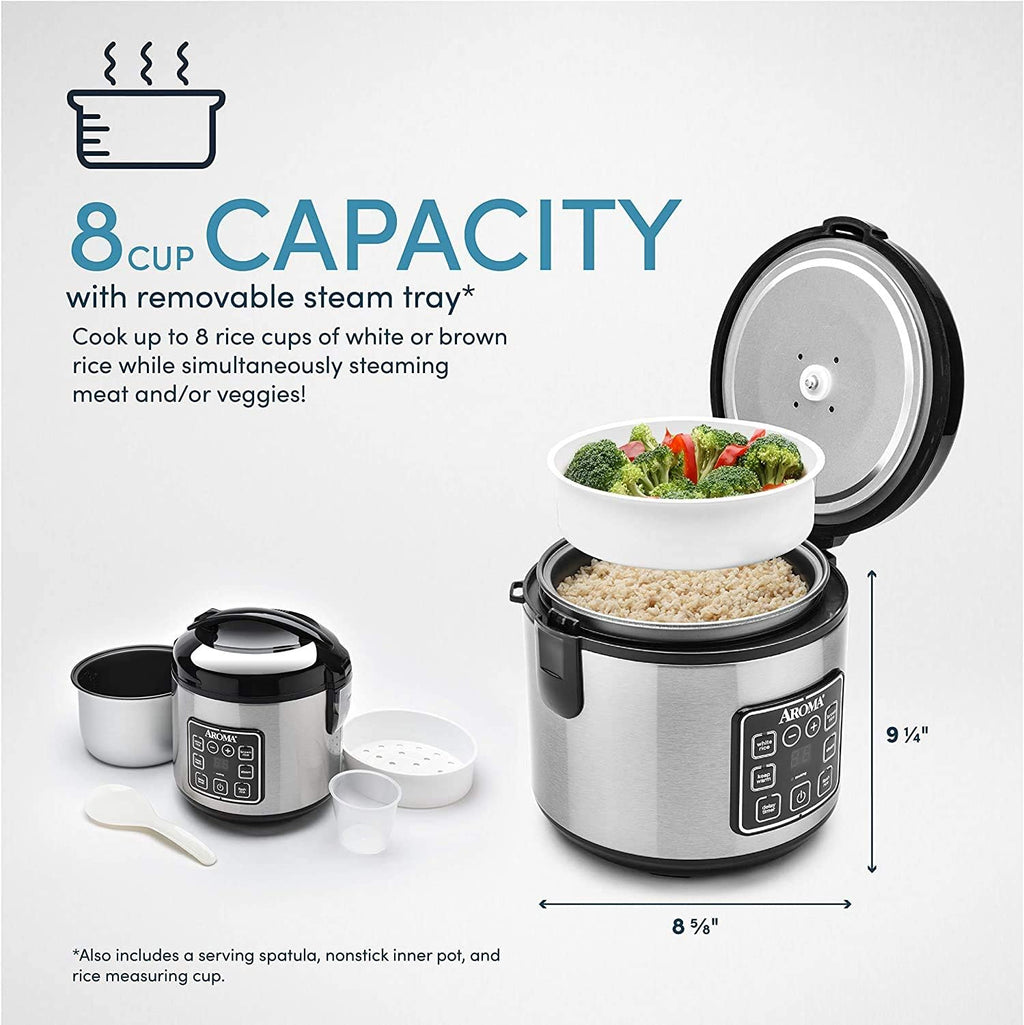 8 Cup Digital Stainless Rice Cooker and Food Steamer E472