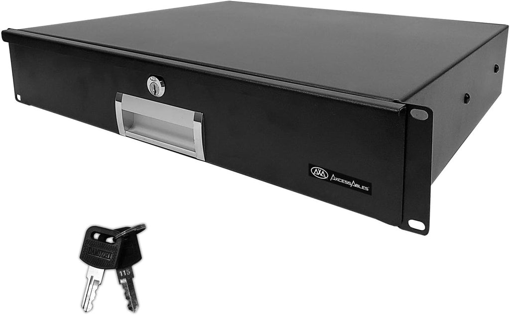 2U Universal Rack Mount Storage Drawer with Lock and Keys C845