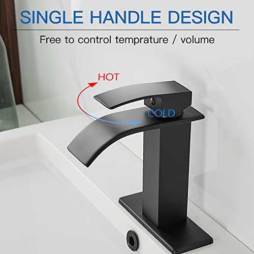 Oil Rubbed Bronze Waterfall Single Hole Bathroom Faucet with Pop Up Drain P800