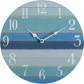 Rustic Coastal Blue Wood Round Wall Clock F99179