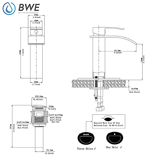 Oil Rubbed Bronze Waterfall Single Hole Bathroom Faucet with Pop Up Drain P800