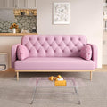 Green PU Leather 2 Seater Loveseat Sofa with 2 Throw Pillows Q5591