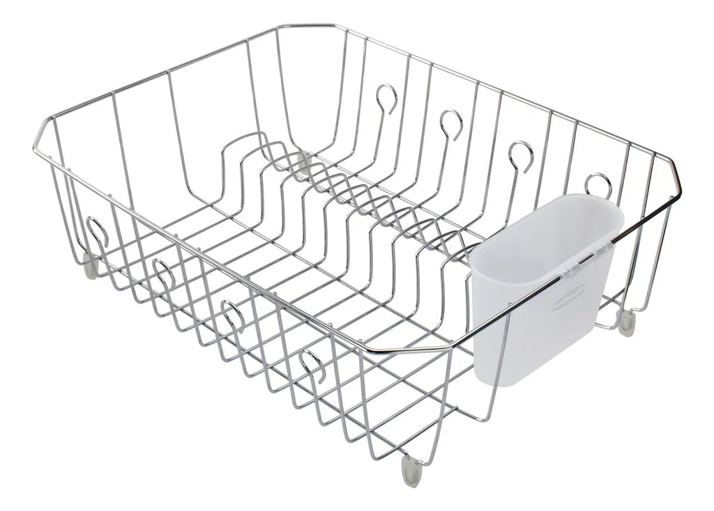 Large Chrome Dish Drying Rack with Utensil Holder E26671