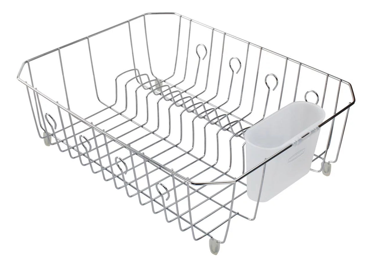 Large Chrome Dish Drying Rack with Utensil Holder E26671