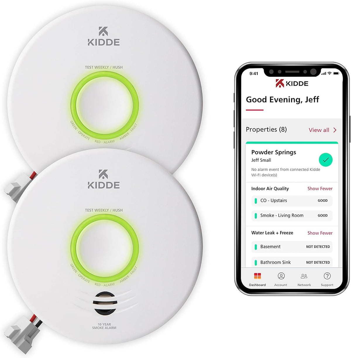 Smart Smoke & CO Detector Hardwired 2 Pack Z9894