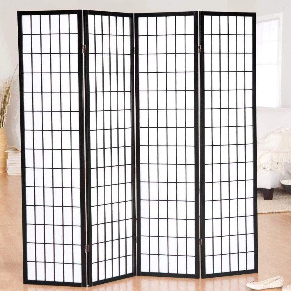 4 Panels Wood Shoji Room Divider Screen B242027