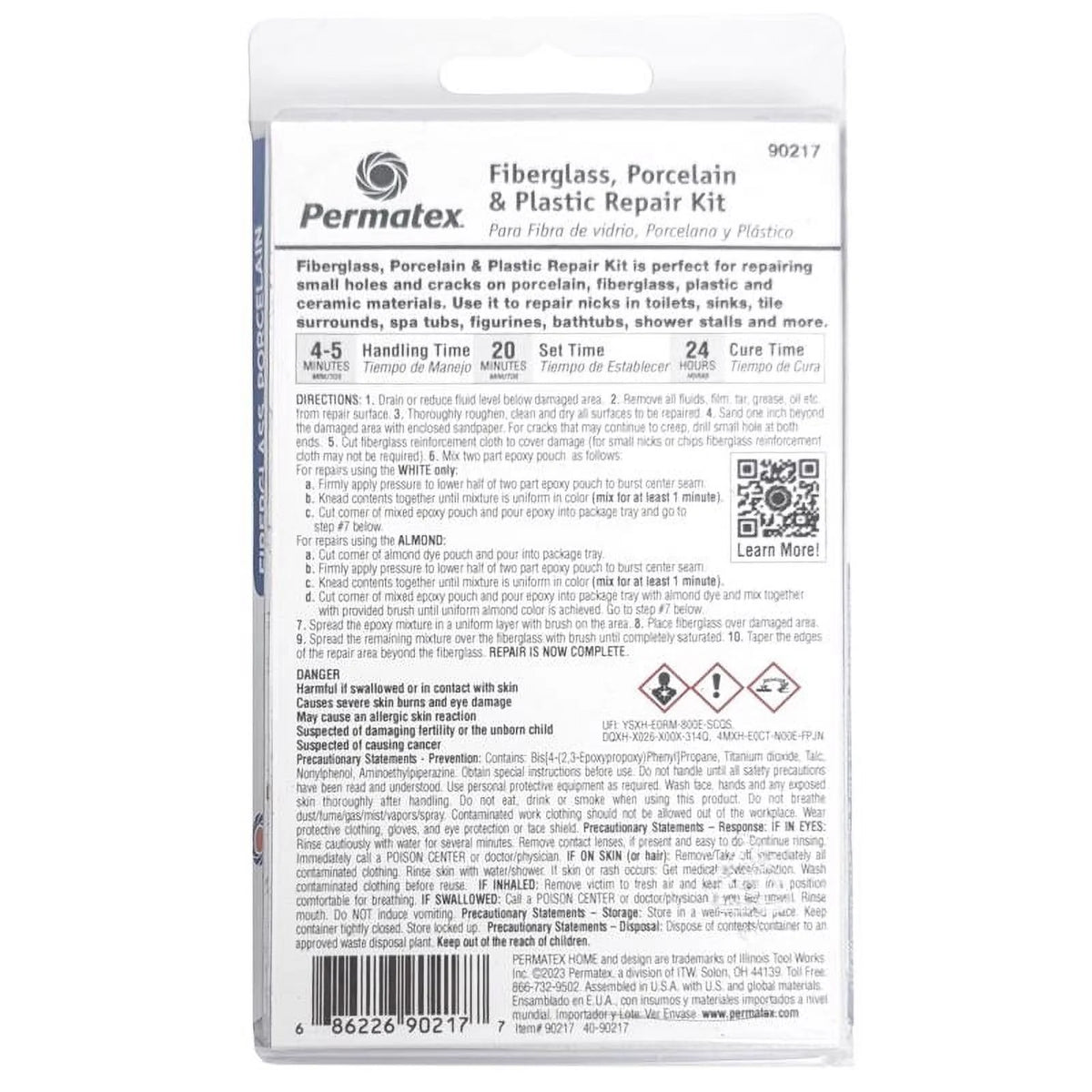 1.06 Oz. Fiberglass, Porcelain & Plastic Epoxy Repair Kit N802837