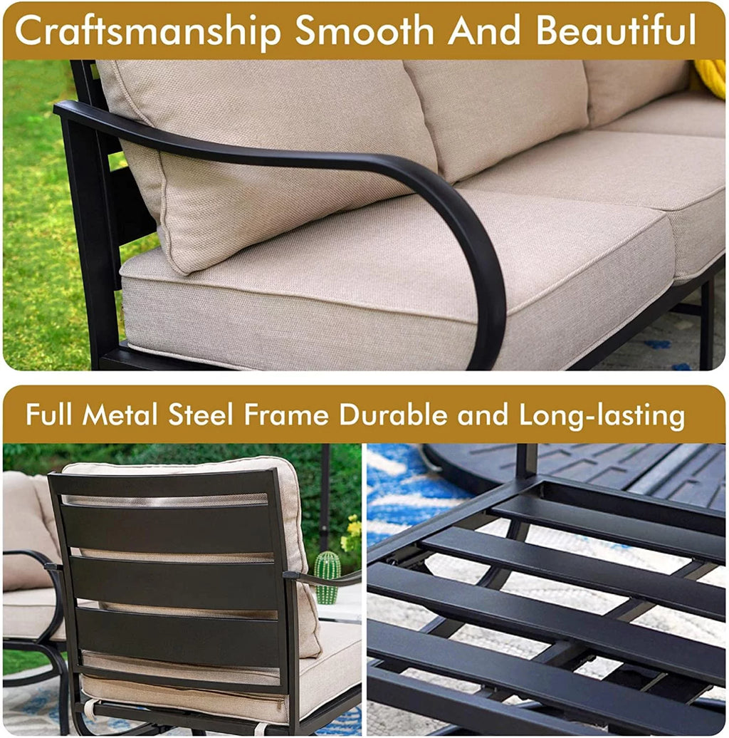 4 Piece Metal Patio Conversation Set with Sofa Chairs I76716