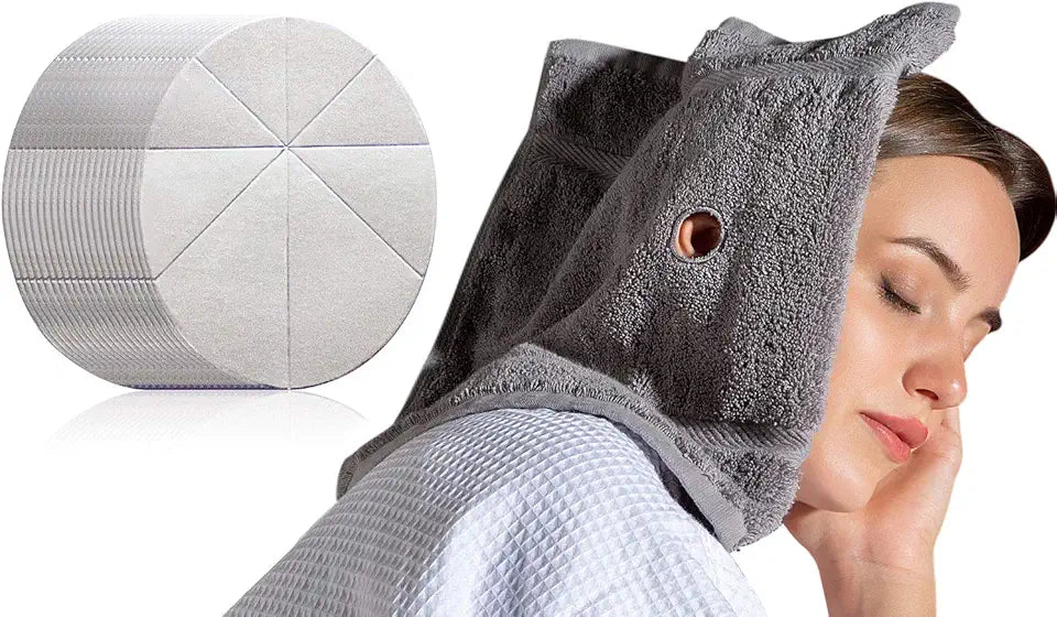 4 Ear Candling Treatment Towels with 20 Pc Ear Candling Protective Discs Gray X22833
