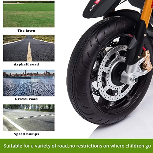 12V Kids Ride-On Motorcycle with Training Wheels, Spring Suspension, Lights, Music (Red) R7540