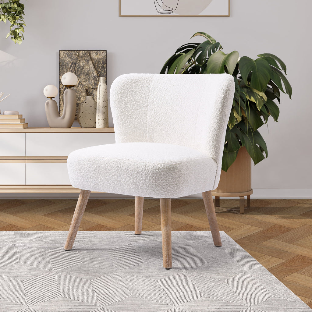 25" Wide Wingback Accent Chair Water and Stain Resistant Boucle Cream V74435