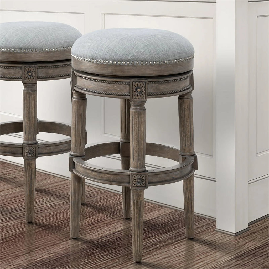 31"H Backless Swivel Bar Stool Weathered Gray N51159