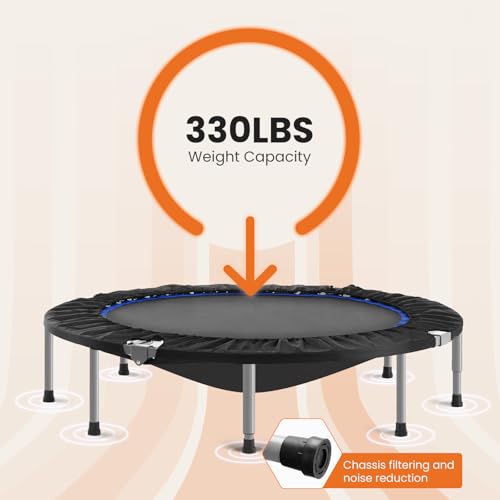 40 in Mini Fitness Trampoline Foldable Rebounder with Adjustable Handle I545579