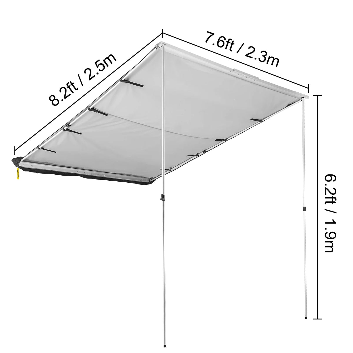 Retractable Waterproof SUV Rooftop Car Awning Grey 7.6'x8.2' L6946