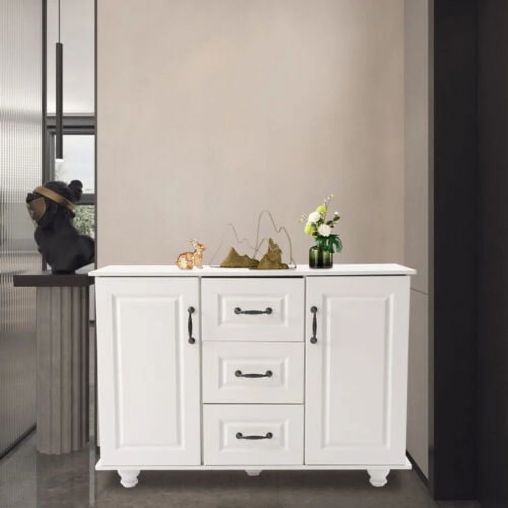 White Wooden 3 Drawer 2 Door Storage Cabinet M4595