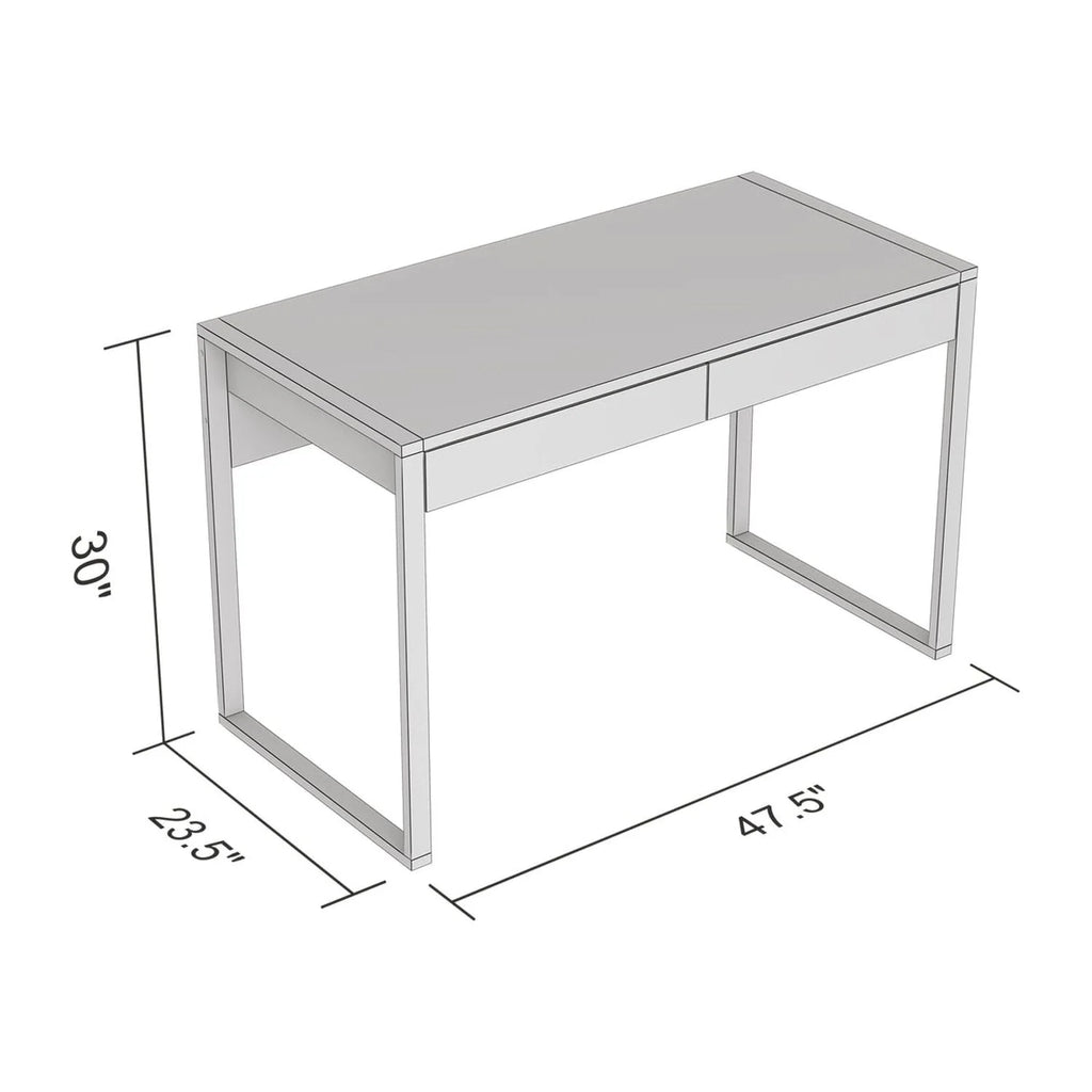 47"L 2-Drawers Black Metal Computer Desk F849