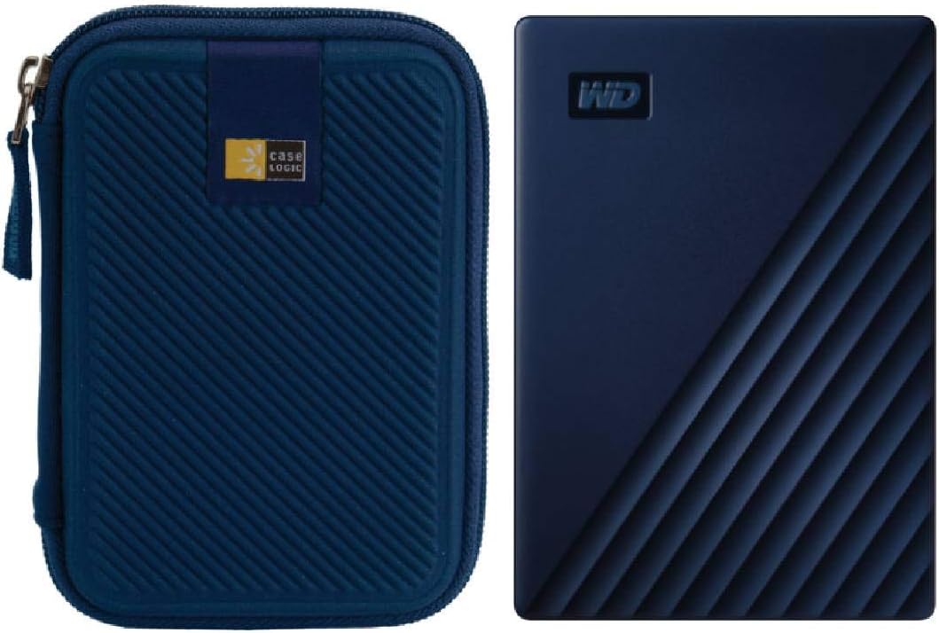 2TB USB 3.0 Slim Portable External Hard Drive (Silver) + Compact Hard Drive Case (Black) U967962