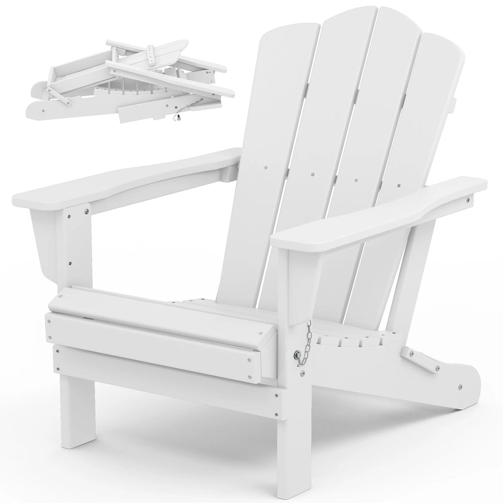 White HDPE Folding Adirondack Chair H7080