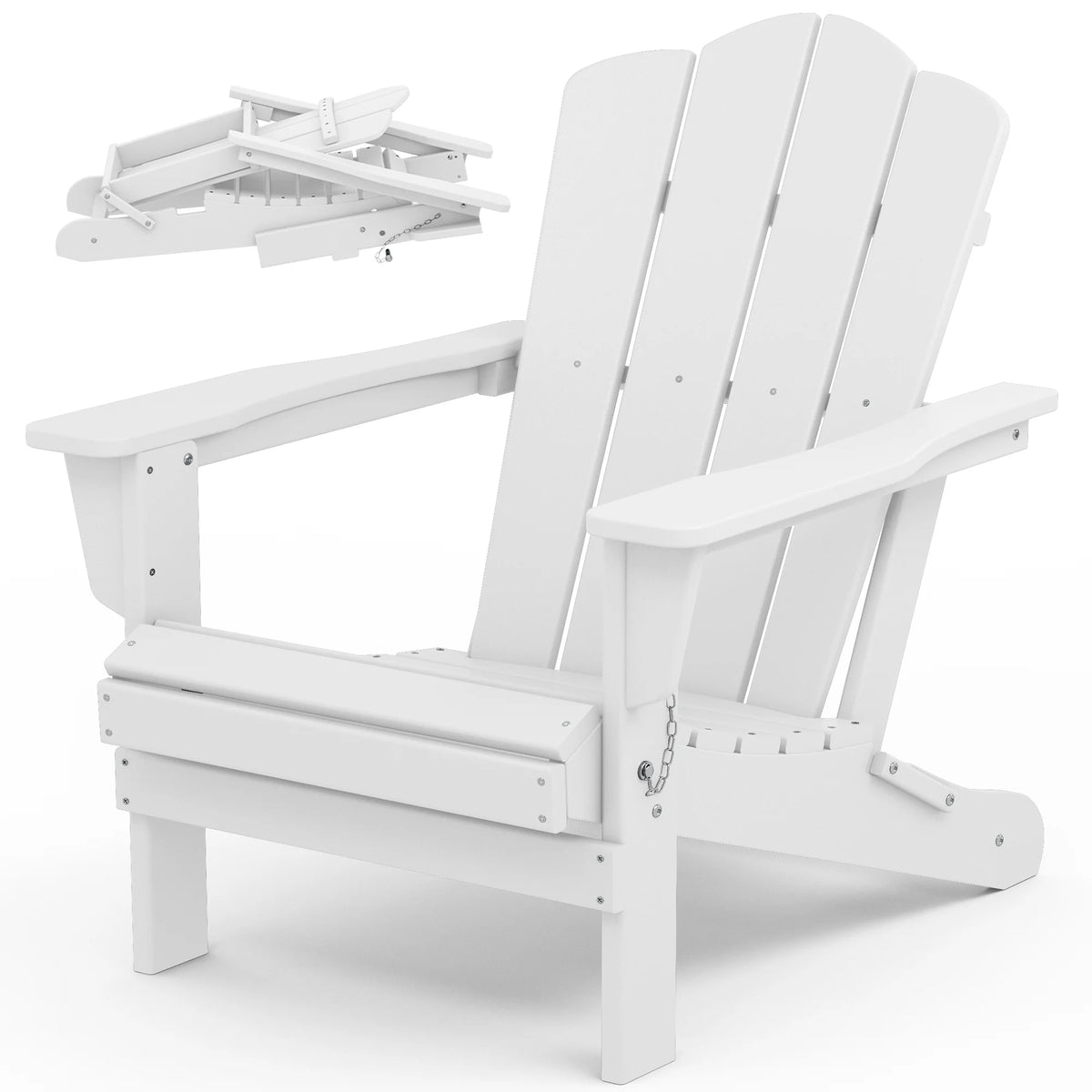 White HDPE Folding Adirondack Chair H7080