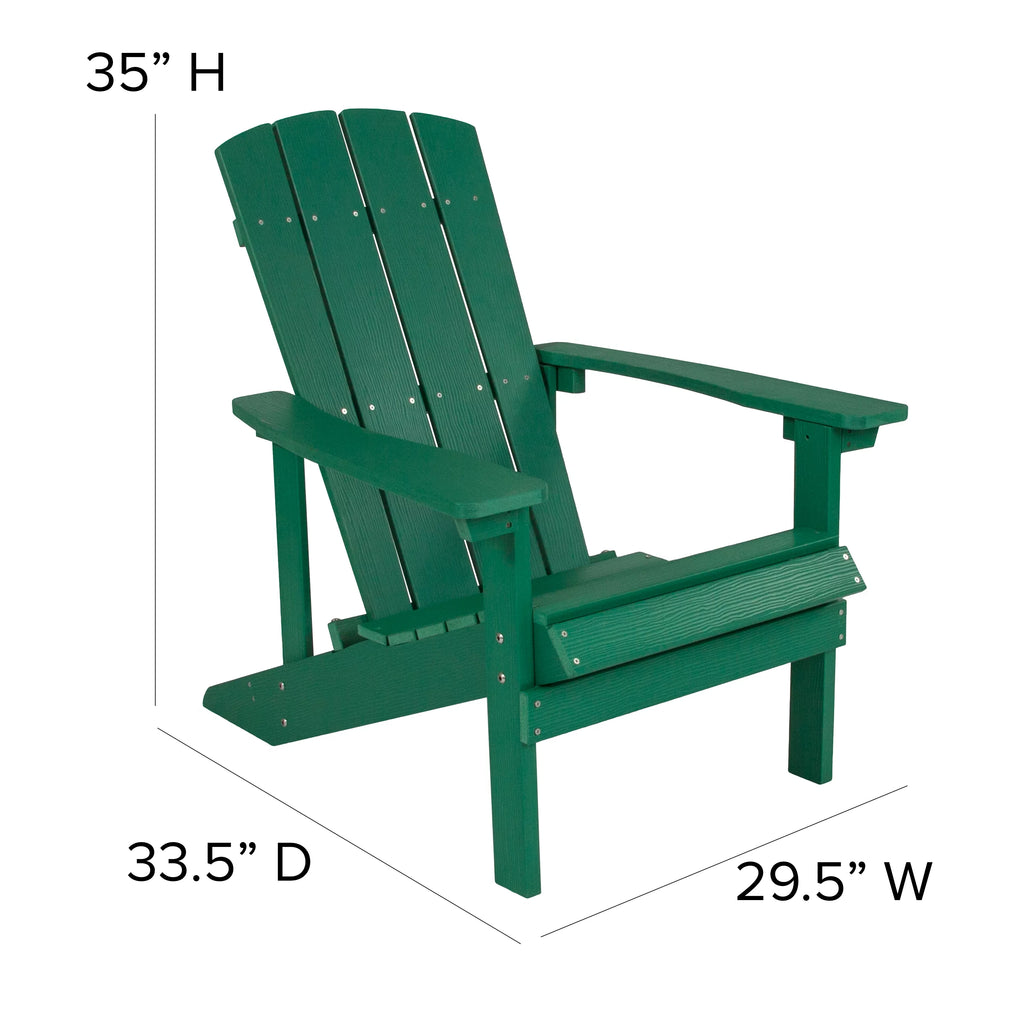 Set of 4 Green All-Weather Poly Resin Adirondack Chairs M159880