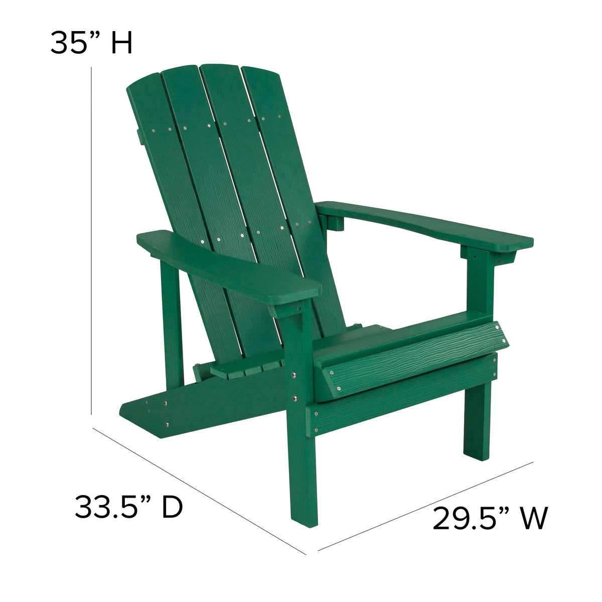 Set of 4 Green All-Weather Poly Resin Adirondack Chairs M159880