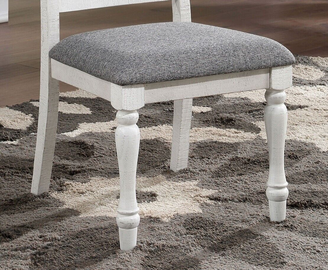 Antique White and Gray 7pc Solid Wood Dining Table Set S837
