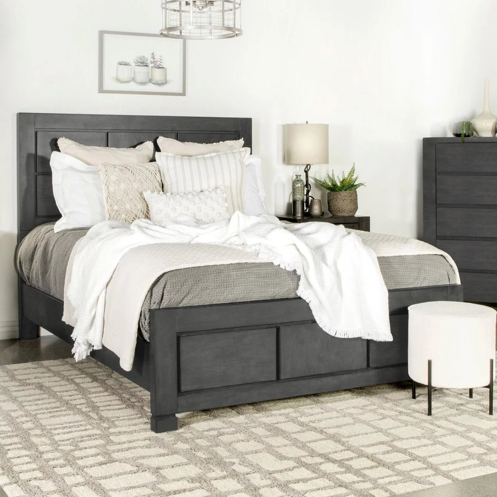 Dark Grey Rectangular Panel Bed J30190