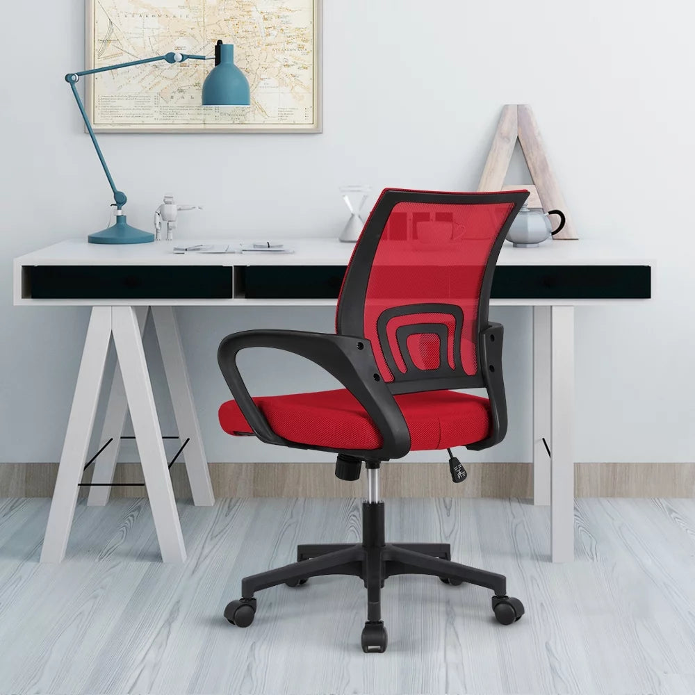 Red Mesh Office Chair with Armrest, Set of 2 Q7037