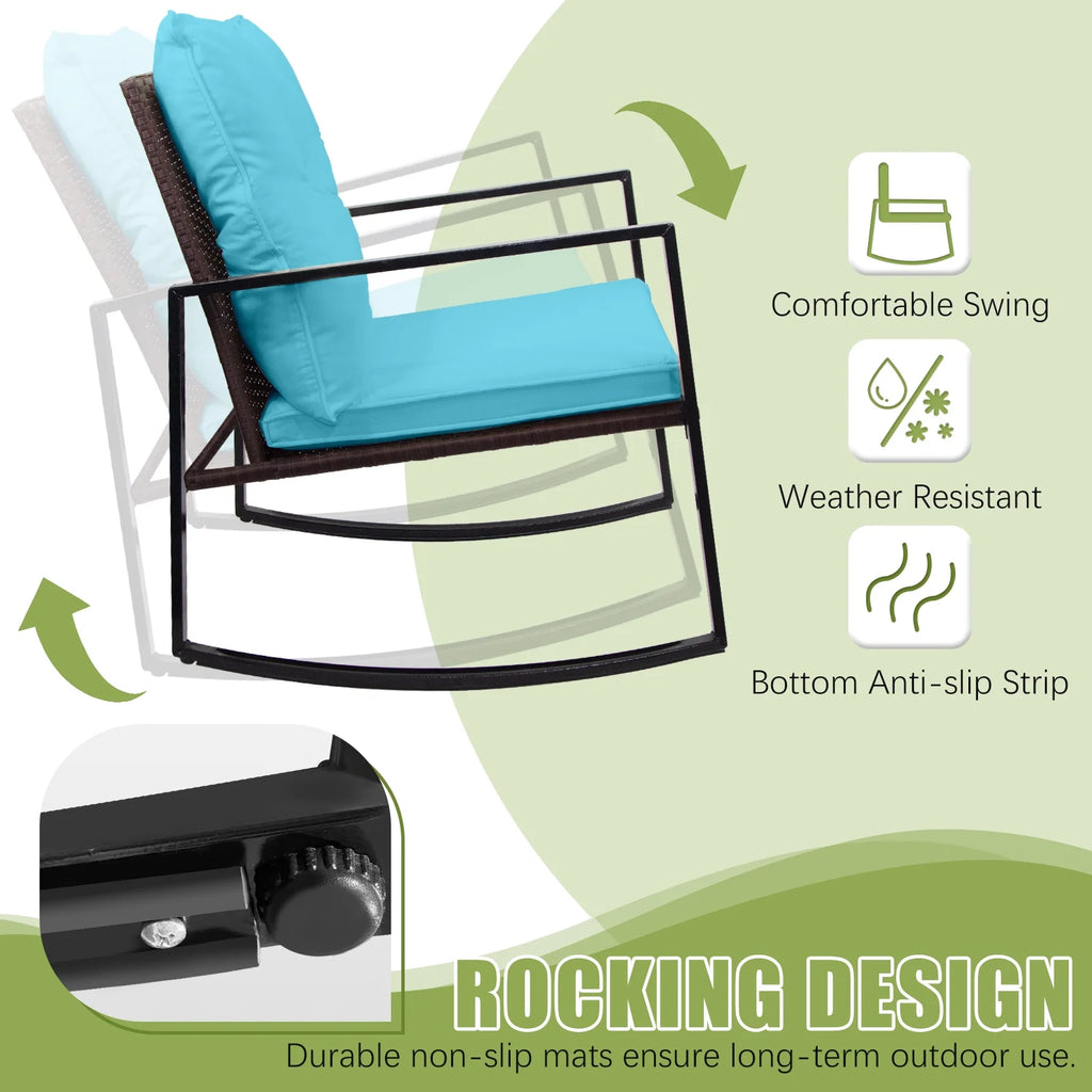 3 Piece Wicker Bistro Set with Glass Coffee Table Q577808